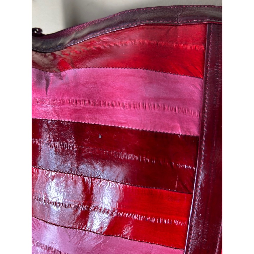 Vintage‎ Lee Sands Pink/ Red/ Burgandy  Eel Skin Leather Shoulder Bag Unique - Picture 6 of 15
